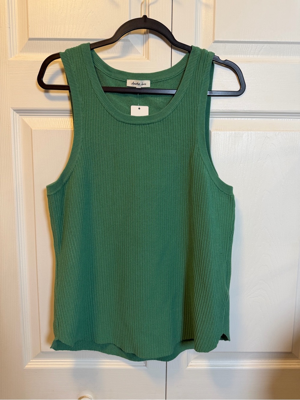 Another Love Green Ribbed Sleeveless Sweater Tank Top XL NWT